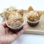 愛猫ヒゲ刺し　猫耳タイプ　茶トラ&茶白猫セット