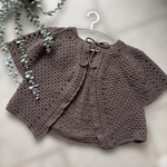 ☆crochet 半袖 ショート丈 カーディガン☆カフェモカ