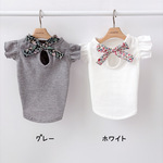 犬服・小花りぼんフリルカットソー