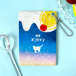 猫と星空レモンスカッシュのパスケース 猫 定期入れ メンズ カードケース メロンソーダ