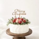 【送料込】クリスマス　ケーキトッパー　メリークリスマス　ツリー　トナカイ　クリスマスケーキ　木製　クリスマスバナー