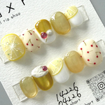 人気シリーズ🌟レトロ喫茶レモネード🍋🍹［ネイルチップ］レモンソーダ　カフェ　クリームソーダ　アイスクリーム　キラキラ　マグネット　果物ネイル　うるうる　フルーツ
