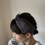 ワイヤー入りヘアバンド（リネン・チャコールグレー）