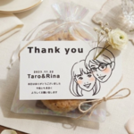 似顔絵入りサンキューカード　結婚式　ウェディング　プチギフト　サンキュータグ　引き出物
