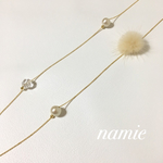 コットンパールとミンクファーのロングネックレス