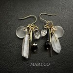 【5/25 アオ様専用◆御売約】   PP26-413ロッククリスタル水晶/氷柱&glass*天然石ピアス  Stainless   送料無料 [イヤリング/樹脂ピアス交換可]　