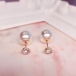 キラキラ✨ラインストーン、パールキャッチ付きピアス