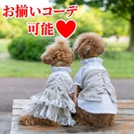 犬服 シャツ ジレ /デニム /小型犬 / 編み上げスタイル  /コルセット/パフ袖