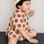 時代劇の子供風ベビー・キッズ甚平　茶色ドット