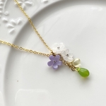 お花としずく｜しろいはな・すみれのはなネックレス