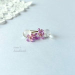 ꫛꫀꪝ✨うるうる雫と紫陽花のピアス（イヤリング）赤紫