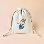 【新作】＊手刺繍＊巾着ポーチ（うさぎ）