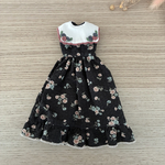 《受注制作》大きな襟のローズ刺繍ワンピース