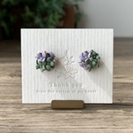 手染めレザーの紫陽花ピアス＊ドライグリーン＆パープル