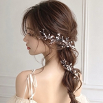 ♥️300 小枝 パール リーフ ヘッドドレス  / ブライダル バックカチューシャ  成人式 結婚式 ヘッドアクセサリー