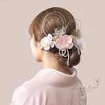 【送料込み】胡蝶蘭　ホワイトピンク　髪飾り　Ｕピン　和玉　水引　ヘアアクセサリー　和装　成人式　卒業式　
