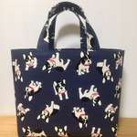 フレンチブルドッグ柄ミニトートバッグ＊ネイビー