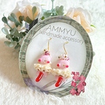 フリル スカート ウェディング 猫 レジン ハンドメイド ピアス イヤリング