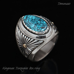 【naotokmc様オーダーメイド品】キングマンターコイズ オーバーレイボックスリング / Kingman Turquoise
