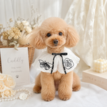 犬スタイ♡薔薇と蝶の刺繍ペット用スタイ＊軽やかコットン透け感ありドビー織＊超小型犬～小型犬用