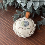 編みかごの針山さん〜あじさい花ねずみ〜　ブルー