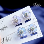 透花(トウカ)のイヤリング✩.*˚ブルー×パープル/ネジ式イヤリング/樹脂製ノンホールピアスへ変更可