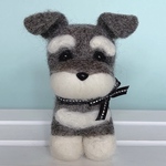 シュナウザー（濃グレー）の羊毛フェルト　犬