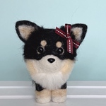 ロングコートチワワ（黒）の羊毛フェルト　犬