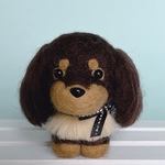 ダックス（チョコ）の羊毛フェルト　犬