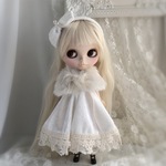 ブライス　プーリップサイズ　クラッシュベロアのﾜﾝﾋﾟｰｽｾｯﾄ　オフ色