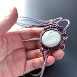 green lace agate / bolotie necklace ＃マクラメネックレス#