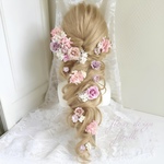 new.138.くすピンクベージュ&パープル＆ホワイト上品プリンセスカラーのヘアパーツ・ラプンツェルヘア/前撮り/成人式