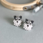 犬　シュナウザー ピアス ビーズ刺繍