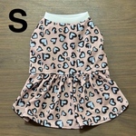接触冷感 くすみピンク ハート レオパード ワンピース Sサイズ 犬服
