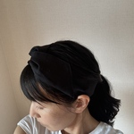 ワイヤー入りヘアバンド（リネン・ブラック）