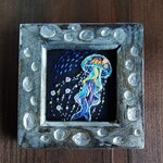 小さな刺繍絵　クラゲ(銀)