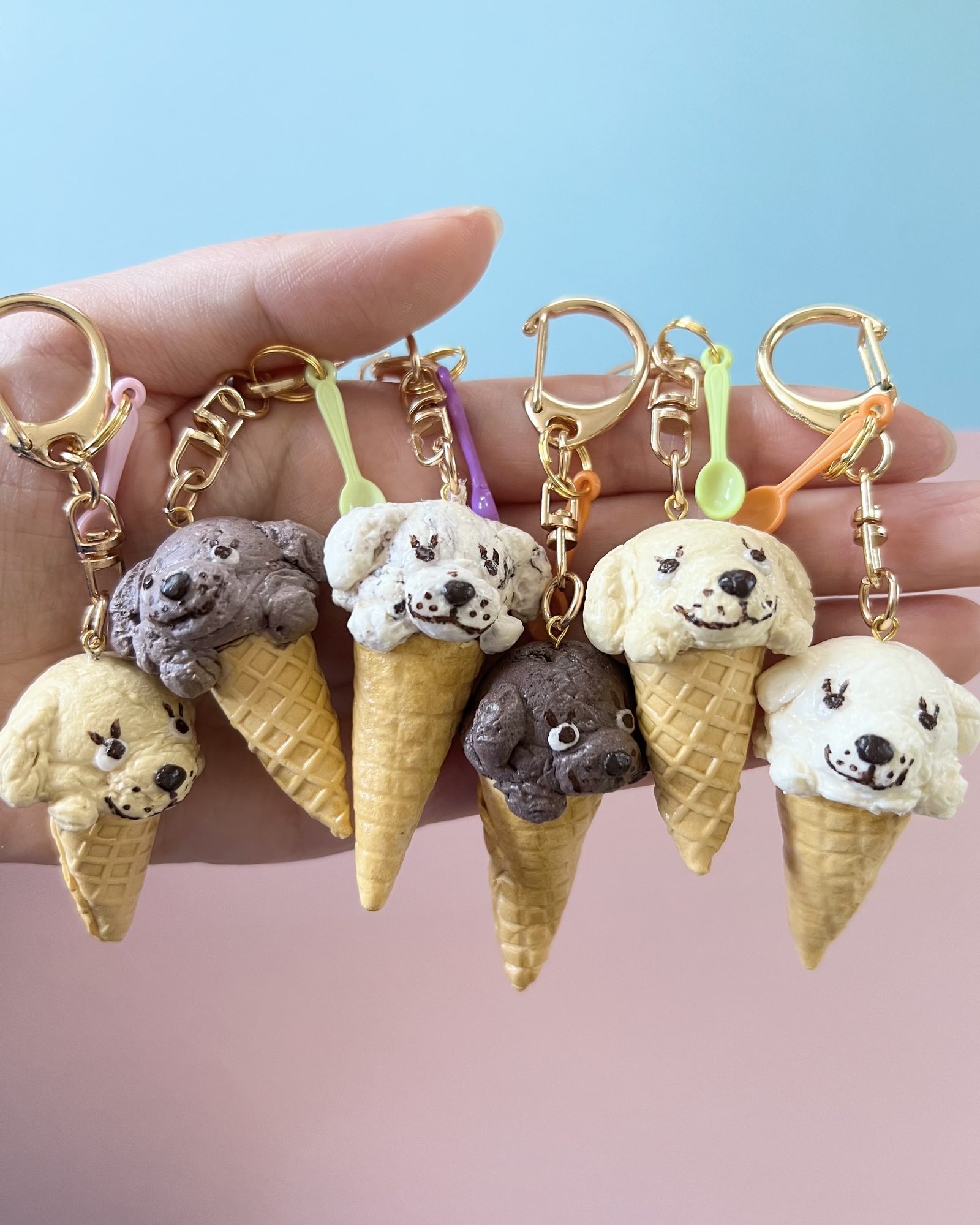 わんこアイスクリーム 【キャラメル】犬モチーフ キーホルダー バッグ