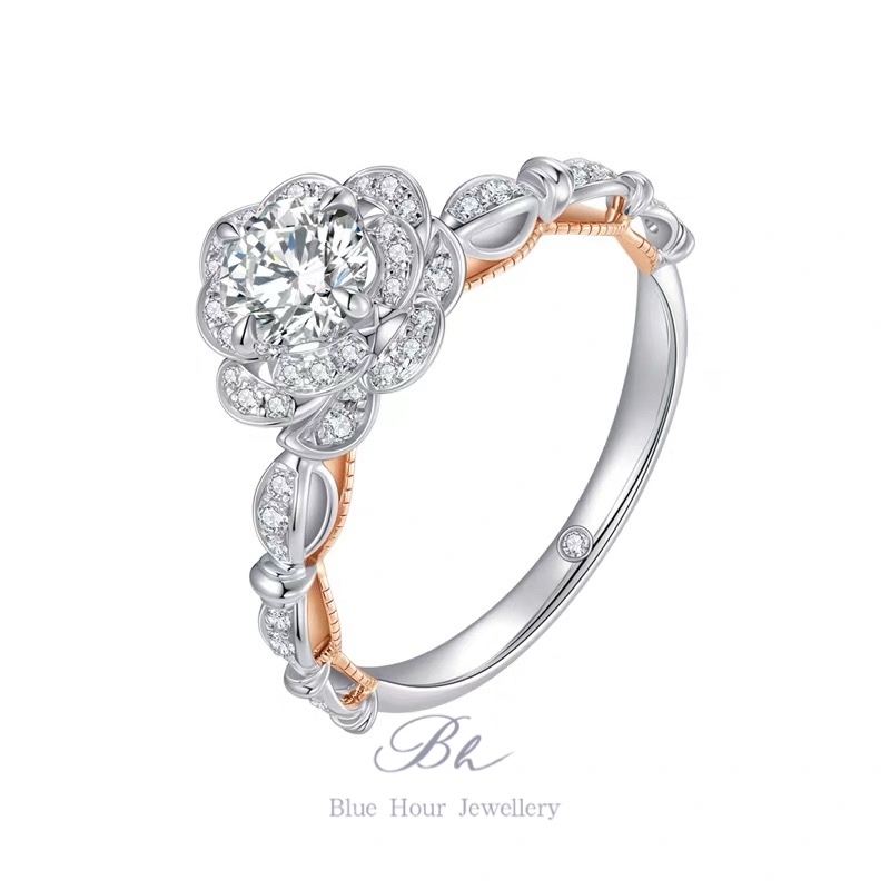 モアッサナイト Dカラー スクエア ヘイローリング 0.5ct/1ct/2ct