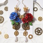 機械仕掛けの花園-ステンドグラス・ローズ-　ピアス/イヤリング