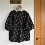 Saleコットンローン刺繍地のボリューム袖プルオーバー