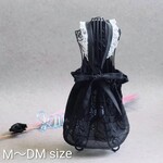【犬服│立体お花刺繍】シワにならない上質オーガンジーのブラックワンピース