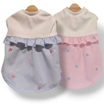 【犬服】milky heart stripe フリル切替タンクトップ｜ハート柄 ピンク・ブルー｜3S〜3L 小型犬〜中型犬 ダックス、フレブル対応 