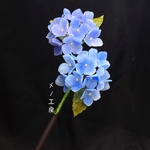 【金具変更可能】リアル紫陽花の二色玉　木製一本かんざし