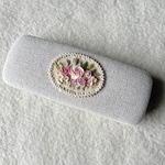 コットンリネンと刺繍の野の花の眼鏡ケース　