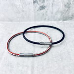 赤と黒シンプルコードブレスレット×シルバーチェーンブレスレット 組み合わせ自由 赤×水色 黒 ステンレスチェーン 男性 男女兼用 ユニセックス ペアブレス つけっぱなしOK 切れない 軽量