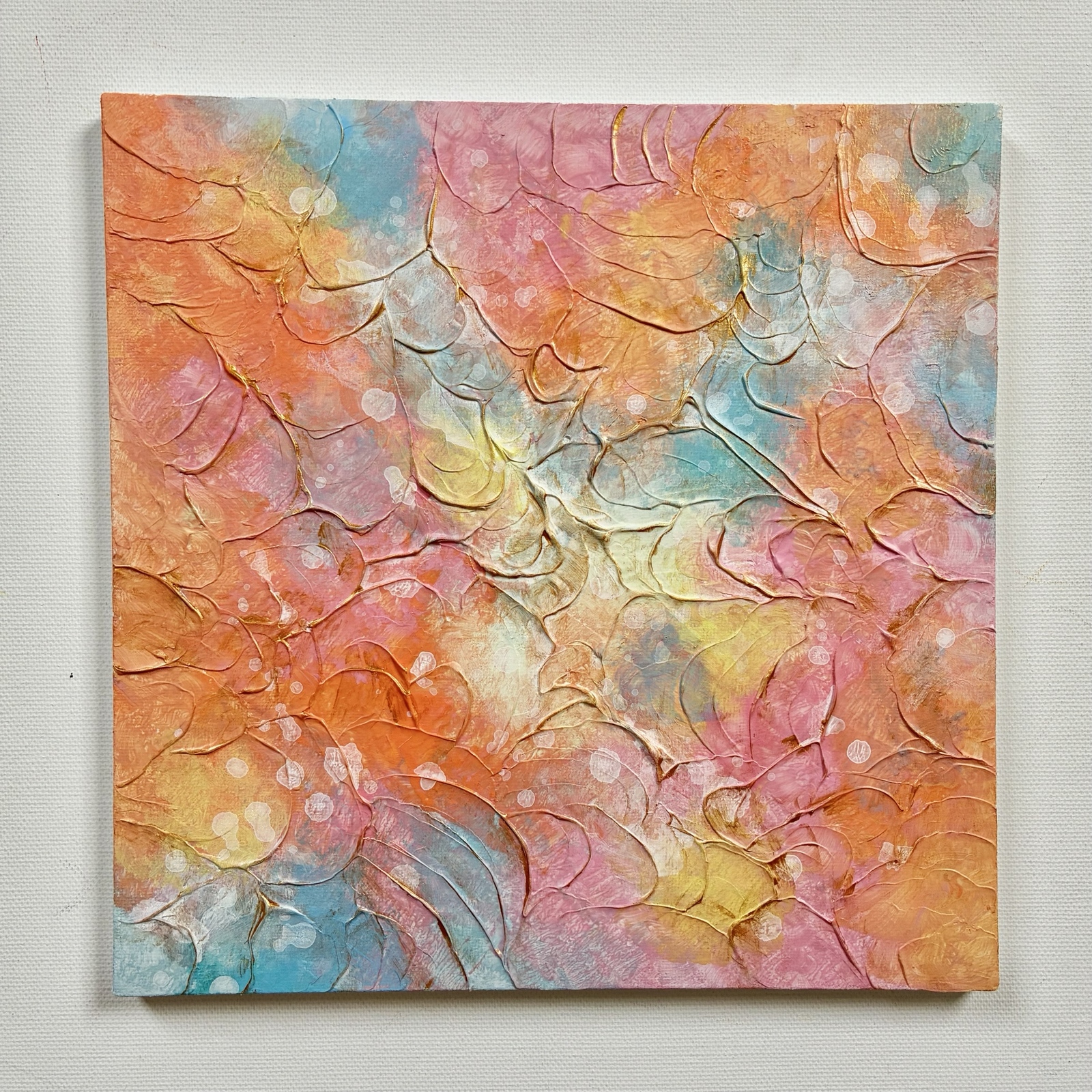 油絵「青の景色」＊抽象画 テクスチャーアート 油彩画 風景画 厚塗り