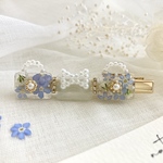 わすれな草のミニバッグ風ヘアクリップ