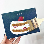 原画『ひとふでケーキ』15㎝×20㎝ 絵画/アクリル画/テクスチャーアート/アート/キャンバス/インテリア