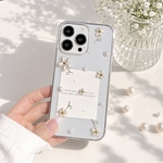 R196 天然パールフラワー                          天然石　　スマホケース　クリアケース　iPhone case   ハンドメイドケース　名入れ