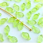 60個・9.7×5.5ｍｍ・ライムグリーン・アクリルリーフ・葉っぱ・23040302